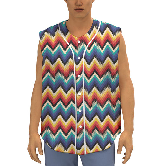 Native Tribal Inspired Pattern Print Sleeveless Baseball Jersey