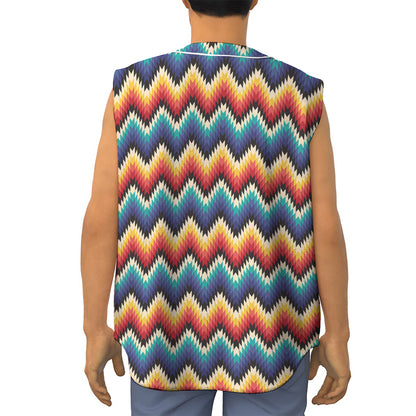 Native Tribal Inspired Pattern Print Sleeveless Baseball Jersey