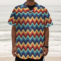 Native Tribal Inspired Pattern Print Textured Short Sleeve Shirt