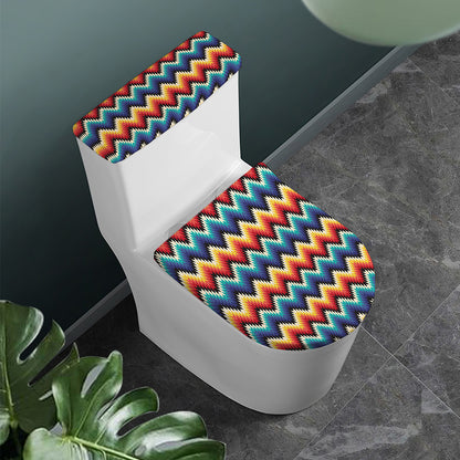 Native Tribal Inspired Pattern Print Toilet Lid And Tank Cover Set