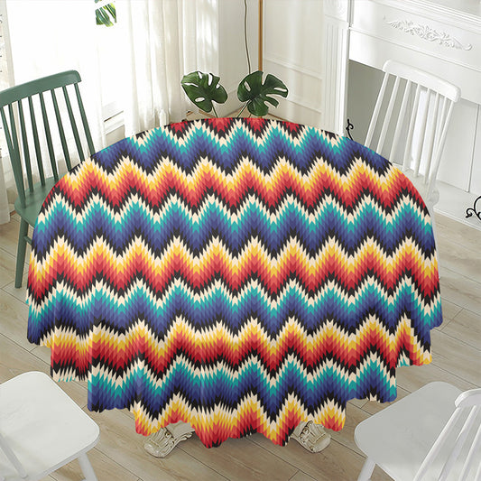 Native Tribal Inspired Pattern Print Waterproof Round Tablecloth