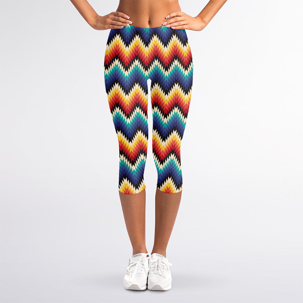 Native Tribal Inspired Pattern Print Women's Capri Leggings