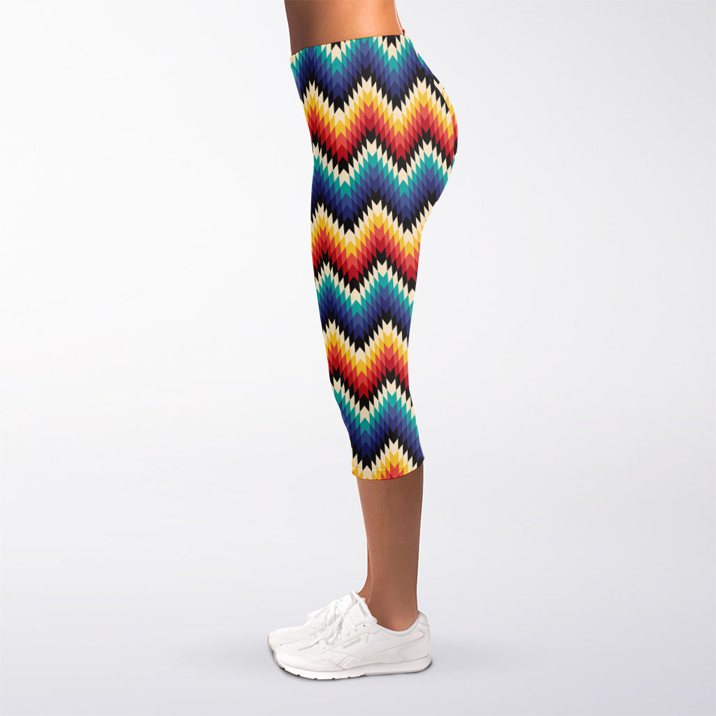 Native Tribal Inspired Pattern Print Women's Capri Leggings
