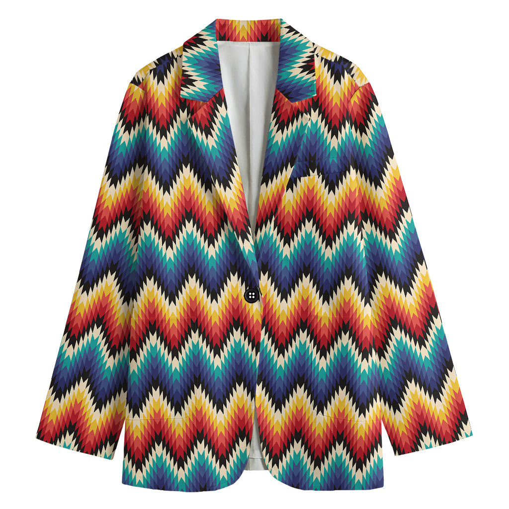 Native Tribal Inspired Pattern Print Women's Cotton Blazer