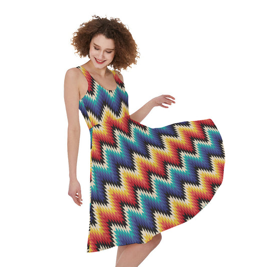 Native Tribal Inspired Pattern Print Women's Sleeveless Dress