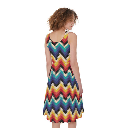 Native Tribal Inspired Pattern Print Women's Sleeveless Dress