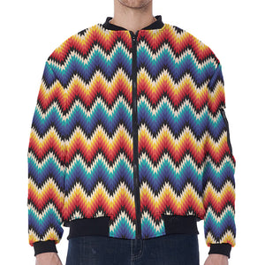 Native Tribal Inspired Pattern Print Zip Sleeve Bomber Jacket