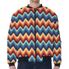 Native Tribal Inspired Pattern Print Zip Sleeve Bomber Jacket