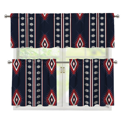 Native Tribal Navajo Pattern Print 3 Piece Kitchen Curtains