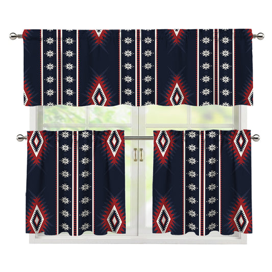 Native Tribal Navajo Pattern Print 3 Piece Kitchen Curtains