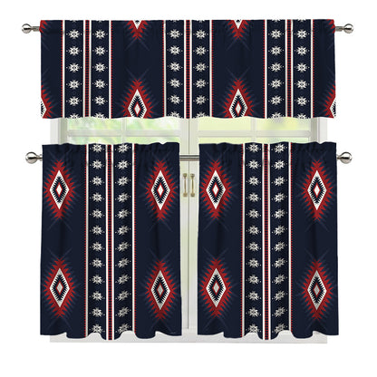 Native Tribal Navajo Pattern Print 3 Piece Kitchen Curtains