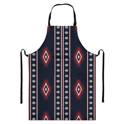 Native Tribal Navajo Pattern Print Bib Apron With Pocket