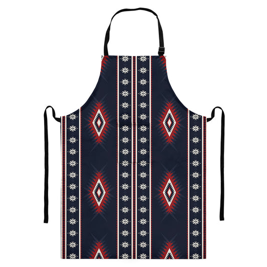 Native Tribal Navajo Pattern Print Bib Apron With Pocket