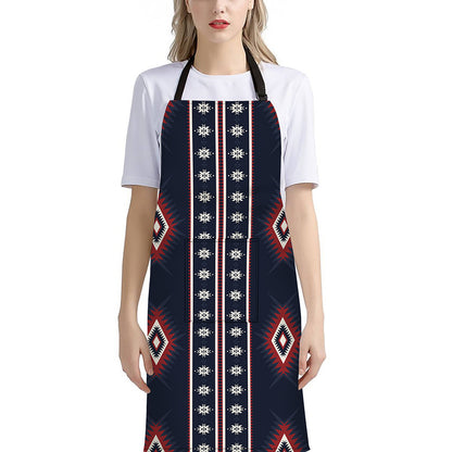 Native Tribal Navajo Pattern Print Bib Apron With Pocket