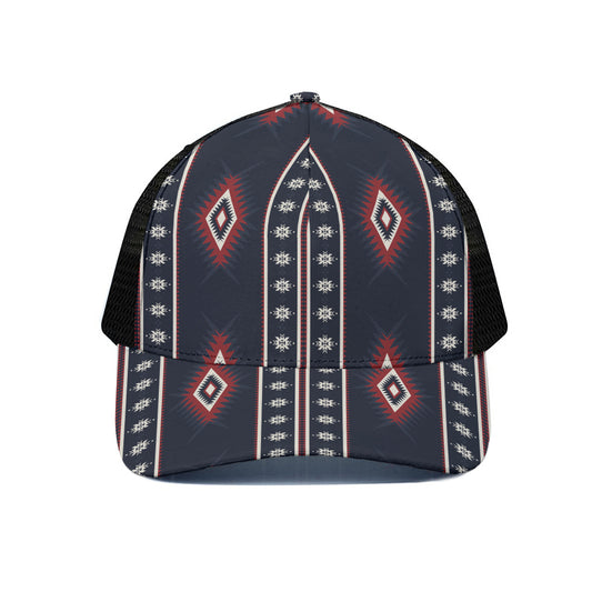Native Tribal Navajo Pattern Print Black Mesh Trucker Cap