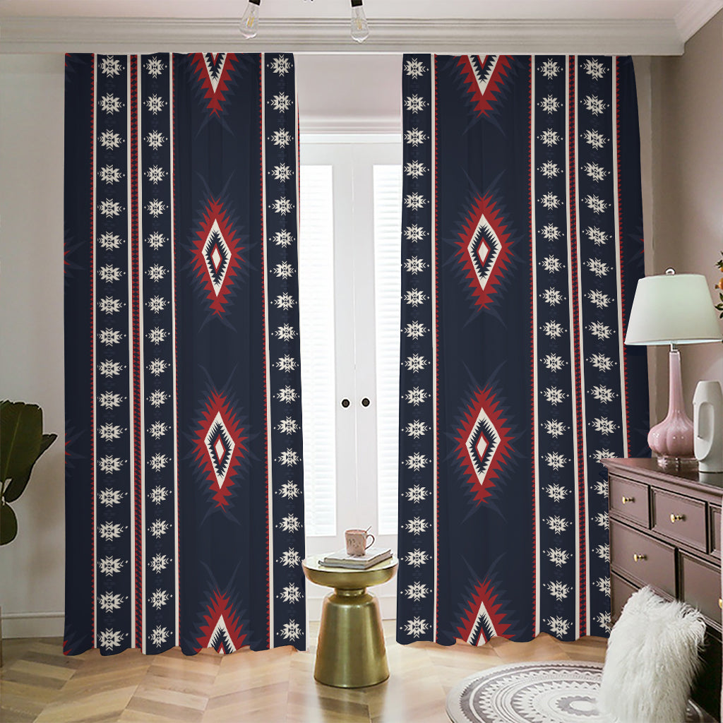 Native Tribal Navajo Pattern Print Blackout Pencil Pleat Curtains