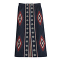 Native Tribal Navajo Pattern Print Cotton Front Slit Maxi Skirt