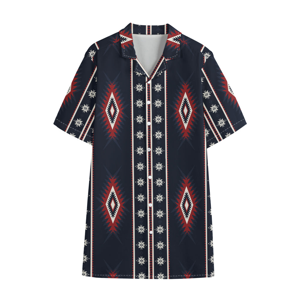 Native Tribal Navajo Pattern Print Cotton Hawaiian Shirt