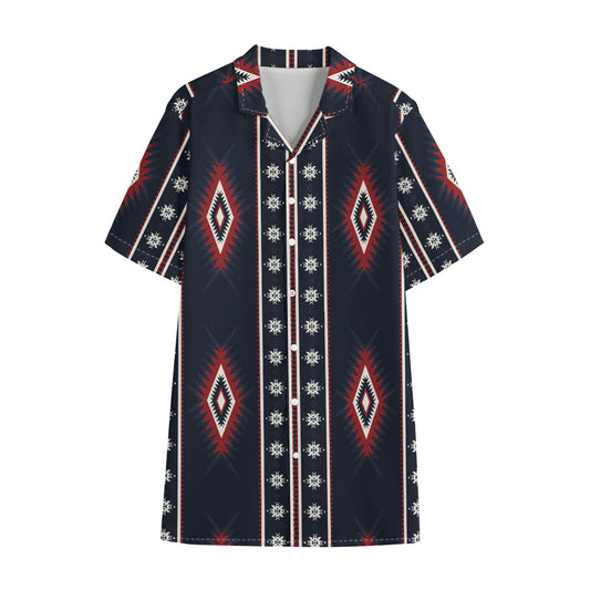 Native Tribal Navajo Pattern Print Cotton Hawaiian Shirt