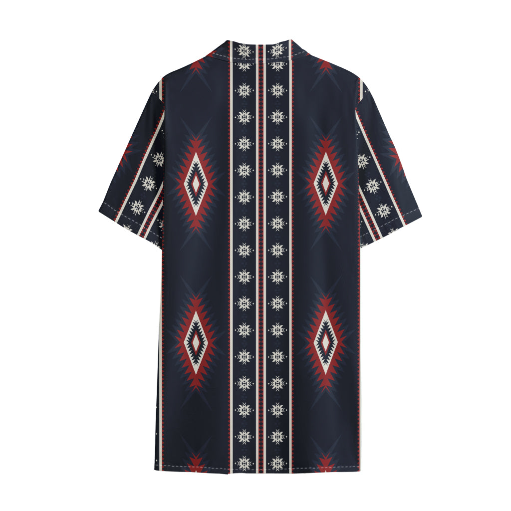 Native Tribal Navajo Pattern Print Cotton Hawaiian Shirt