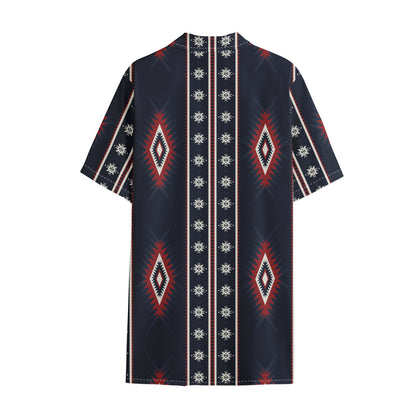 Native Tribal Navajo Pattern Print Cotton Hawaiian Shirt