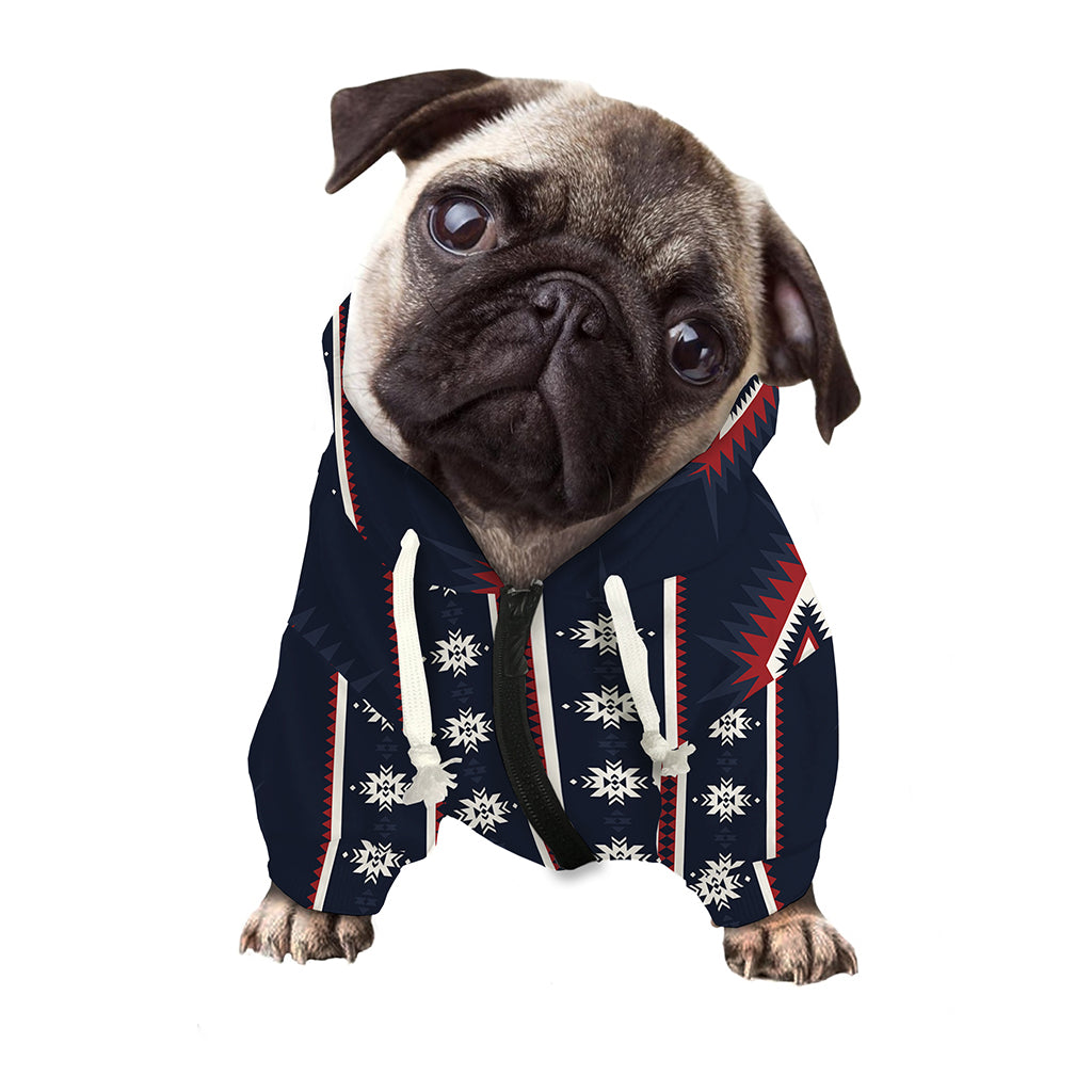 Native Tribal Navajo Pattern Print Dog Zip Up Hoodie
