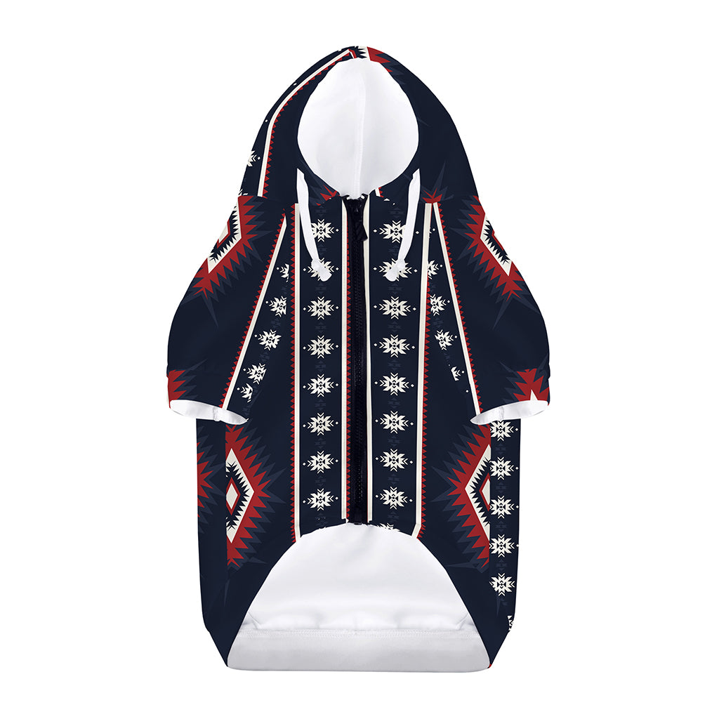 Native Tribal Navajo Pattern Print Dog Zip Up Hoodie