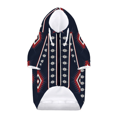 Native Tribal Navajo Pattern Print Dog Zip Up Hoodie