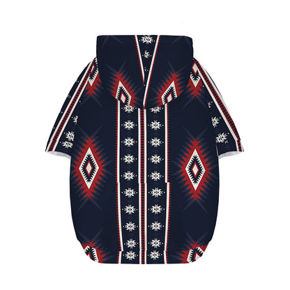 Native Tribal Navajo Pattern Print Dog Zip Up Hoodie