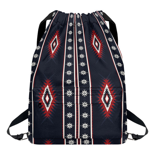 Native Tribal Navajo Pattern Print Drawstring Backpack