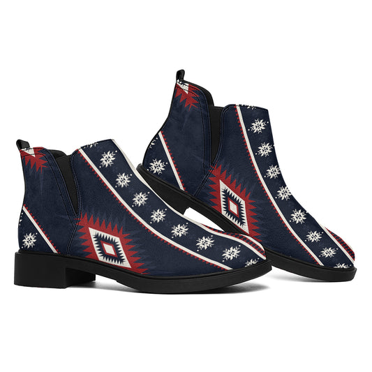 Native Tribal Navajo Pattern Print Flat Ankle Boots