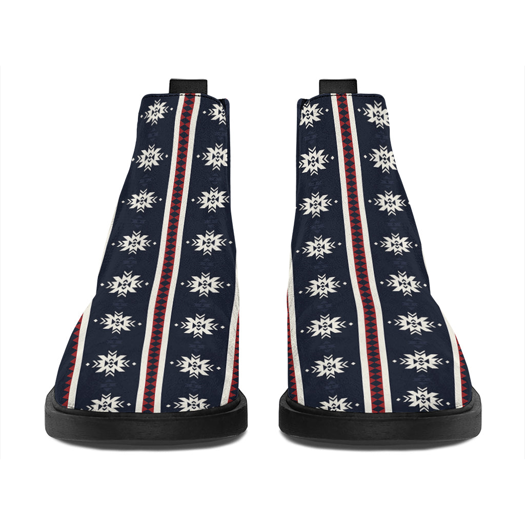 Native Tribal Navajo Pattern Print Flat Ankle Boots