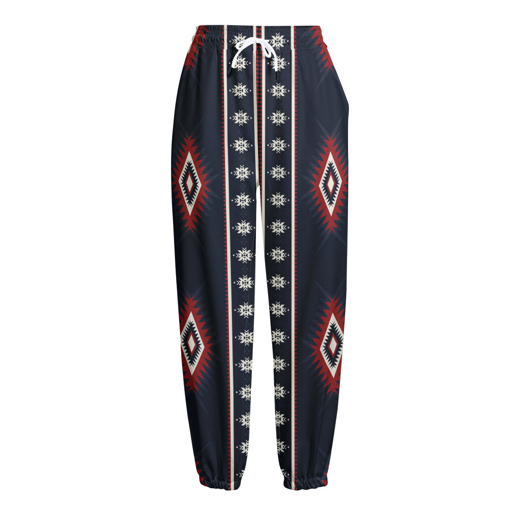 Native Tribal Navajo Pattern Print Fleece Lined Knit Pants