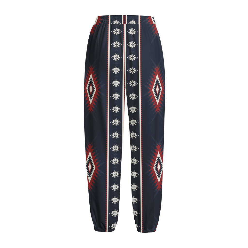 Native Tribal Navajo Pattern Print Fleece Lined Knit Pants