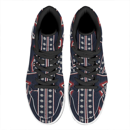 Native Tribal Navajo Pattern Print High Top Leather Sneakers
