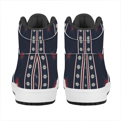 Native Tribal Navajo Pattern Print High Top Leather Sneakers