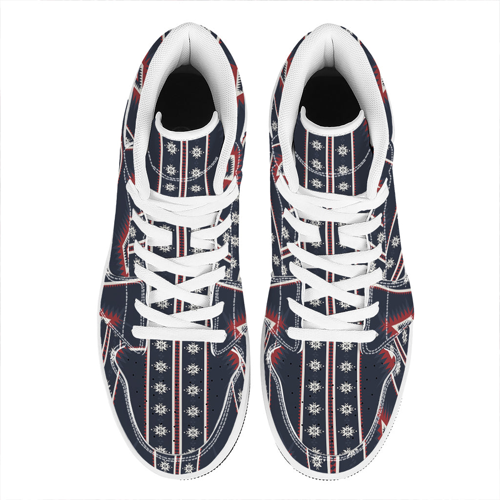 Native Tribal Navajo Pattern Print High Top Leather Sneakers