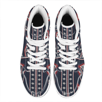 Native Tribal Navajo Pattern Print High Top Leather Sneakers