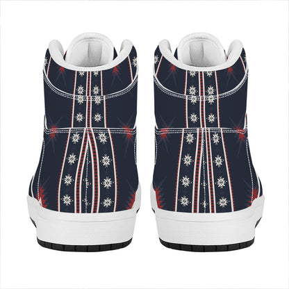 Native Tribal Navajo Pattern Print High Top Leather Sneakers