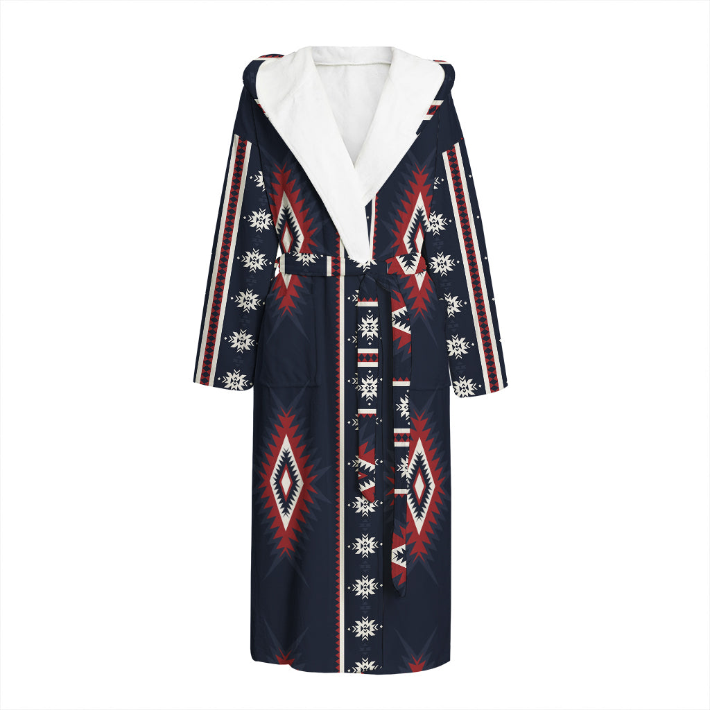 Native Tribal Navajo Pattern Print Hooded Bathrobe