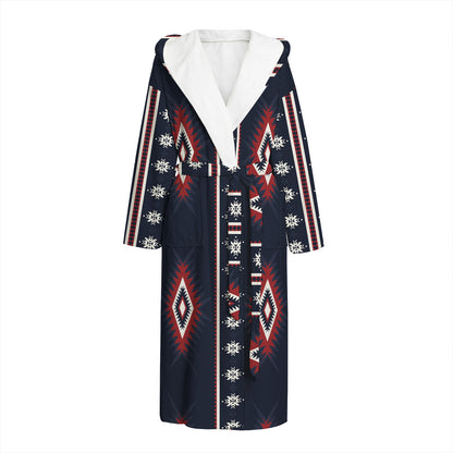 Native Tribal Navajo Pattern Print Hooded Bathrobe
