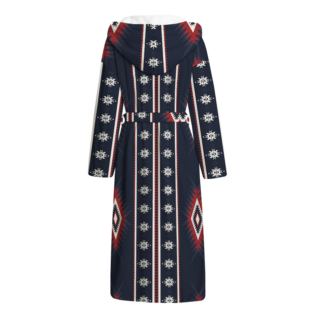 Native Tribal Navajo Pattern Print Hooded Bathrobe