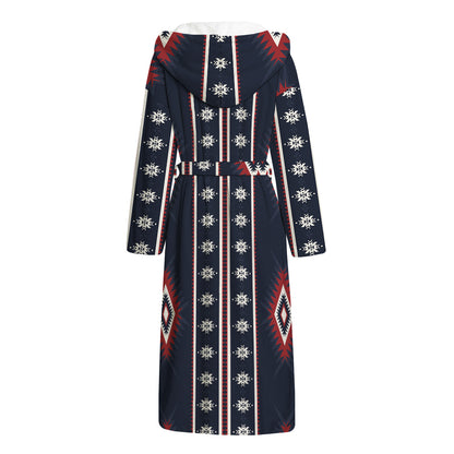 Native Tribal Navajo Pattern Print Hooded Bathrobe