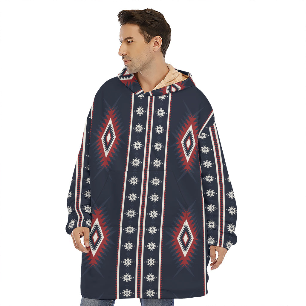 Native Tribal Navajo Pattern Print Hoodie Blanket