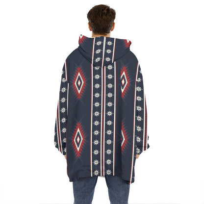 Native Tribal Navajo Pattern Print Hoodie Blanket