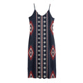 Native Tribal Navajo Pattern Print Jersey Midi Cami Dress