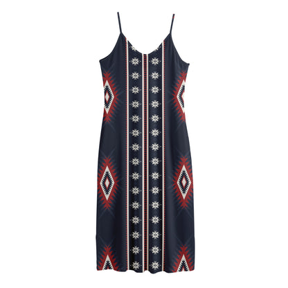 Native Tribal Navajo Pattern Print Jersey Midi Cami Dress