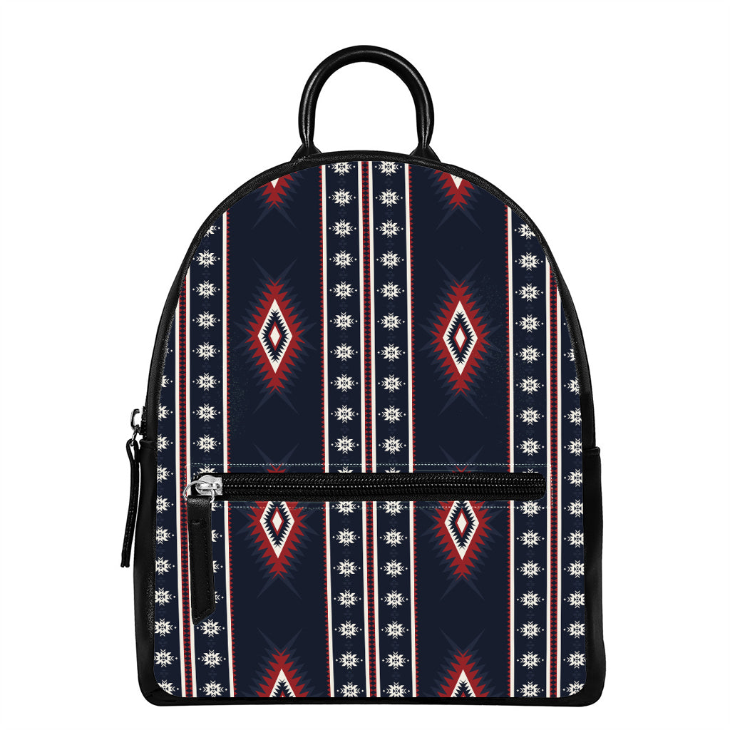 Native Tribal Navajo Pattern Print Leather Backpack