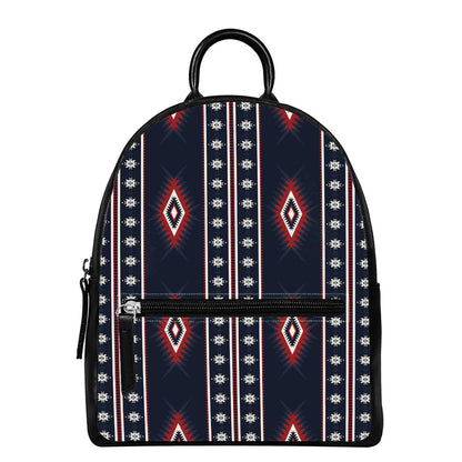 Native Tribal Navajo Pattern Print Leather Backpack