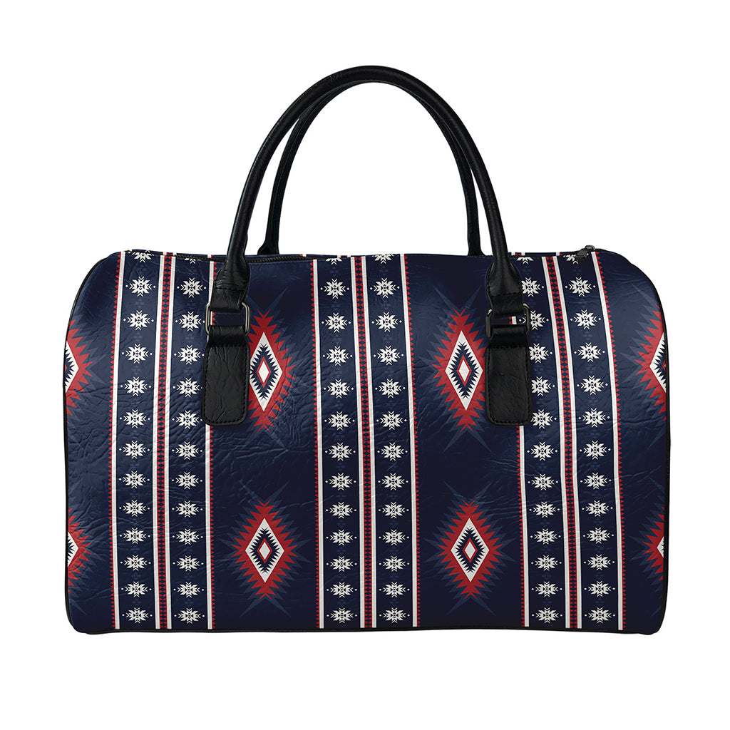 Native Tribal Navajo Pattern Print Leather Duffle Bag